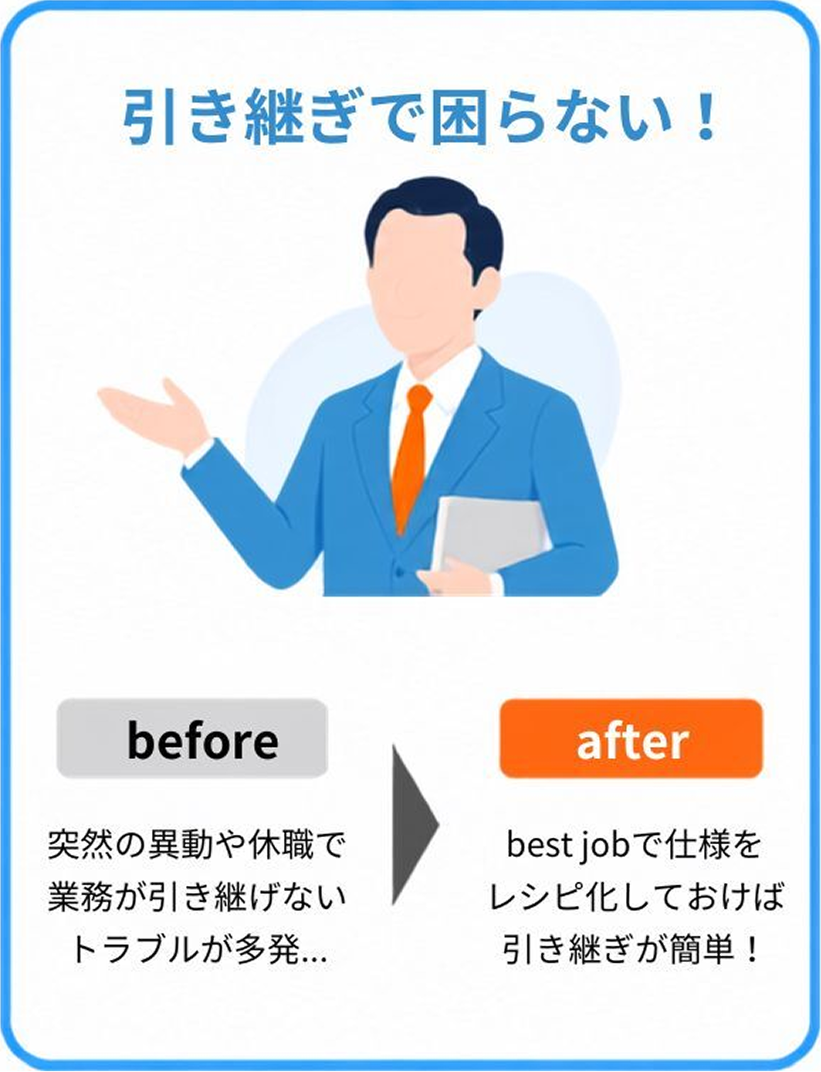 引き継ぎで困らない！